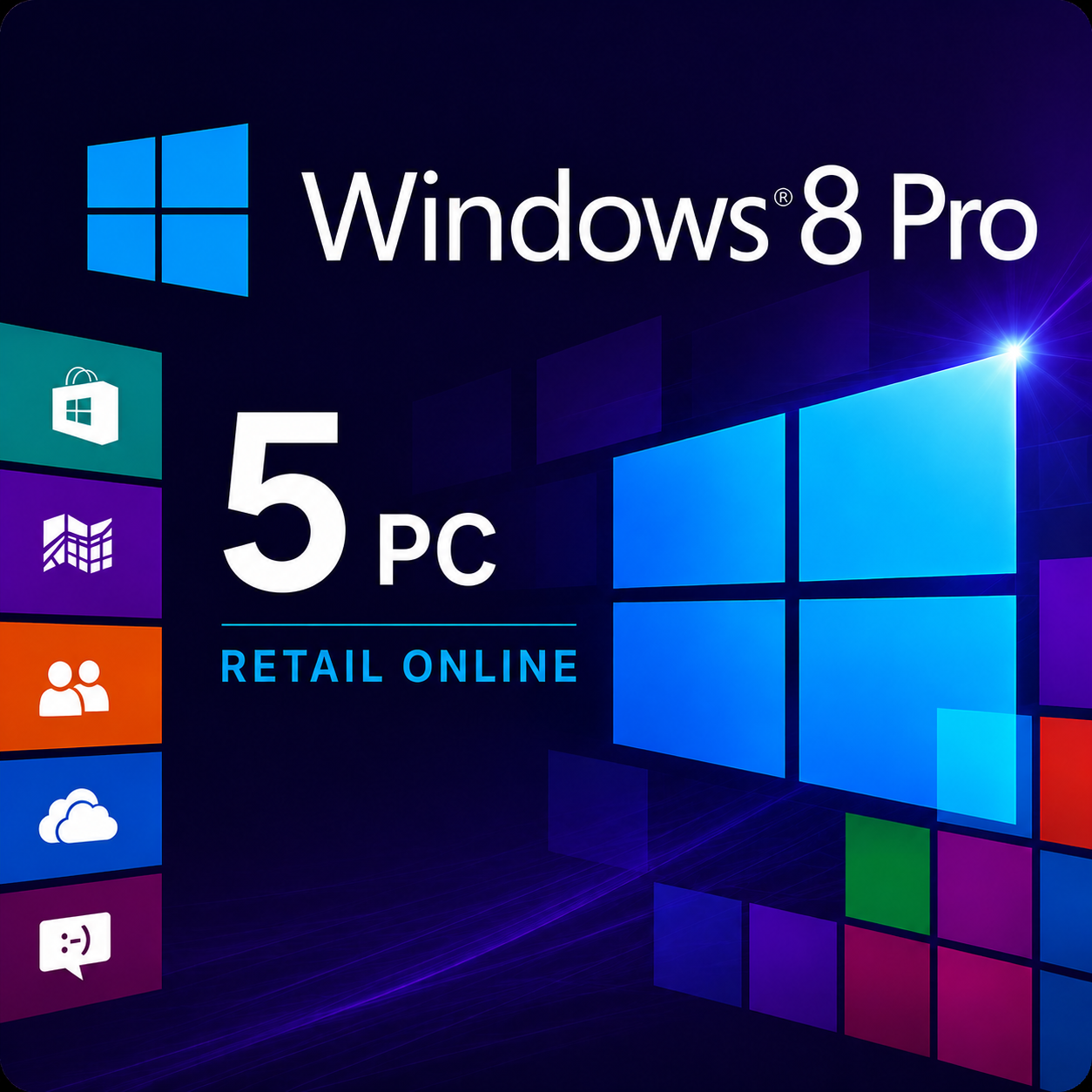 a7b672e2-4b56-4fc9-9b04-eabbbbe8fef7 Windows 8 Pro – 5 PC Retail License - Image 1